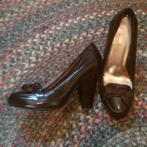 Brown heeled loafer